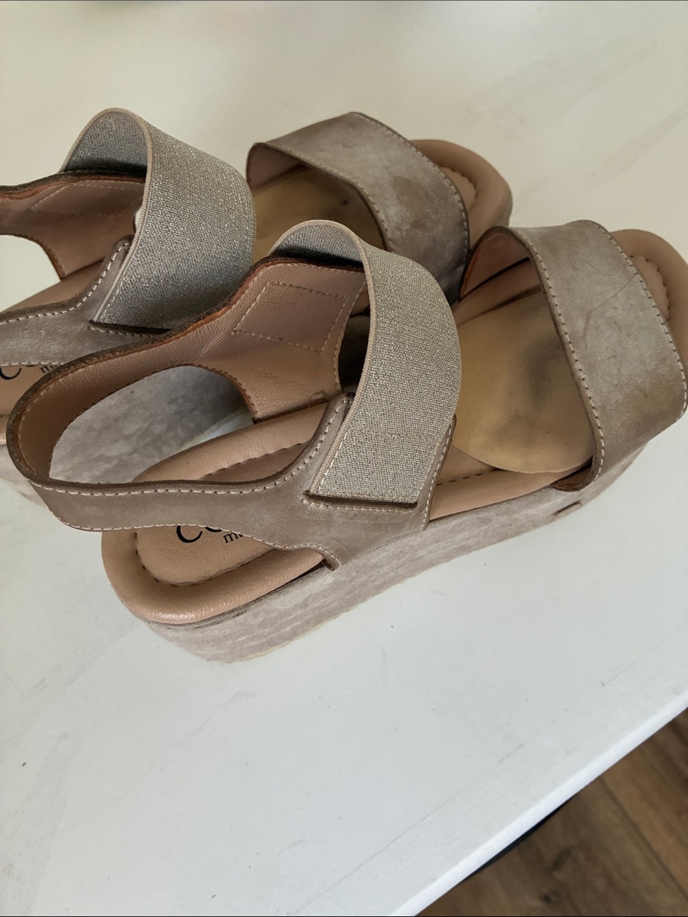 Cordani Taupe Platform Wedge Sandals